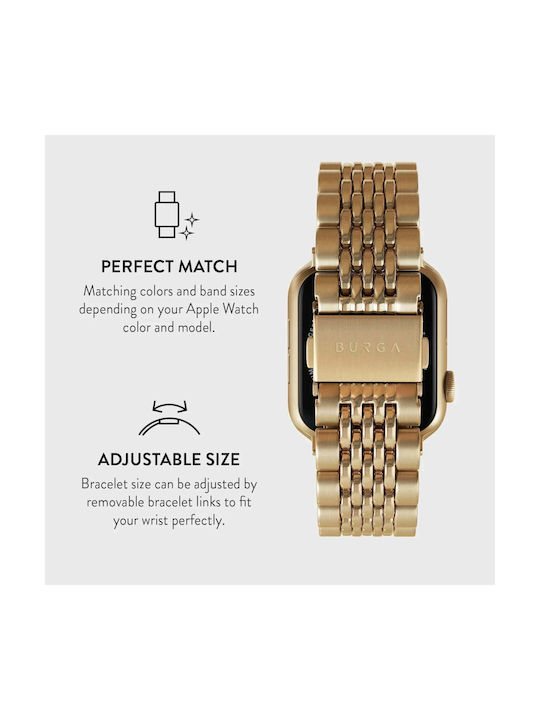 Burga Armband Rostfreier Stahl Gold (Apple Watch 4/5/6/7/8/9/10/11, SE (1/2/3))
