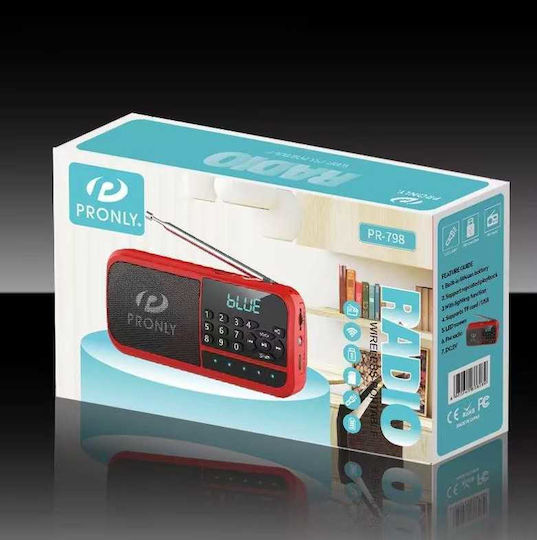 PR-798 Ραδιοφωνάκι Επαναφορτιζόμενο με USB Κόκκινο