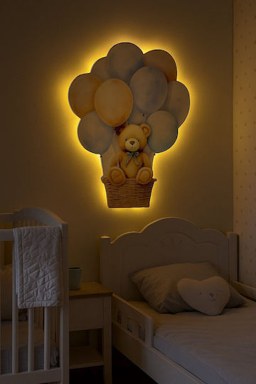 Wooden Wall Light Teddy Bear Balloons
