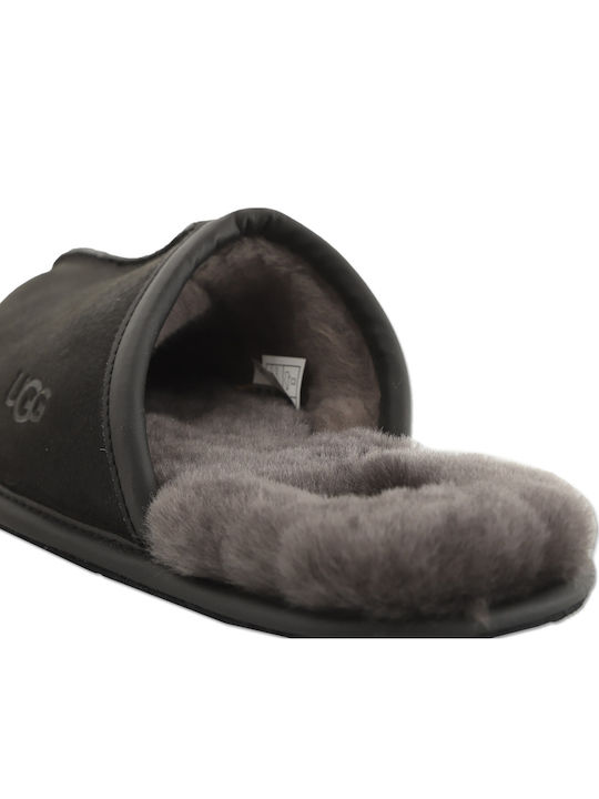 Scuff Men's Leather Slippers Black