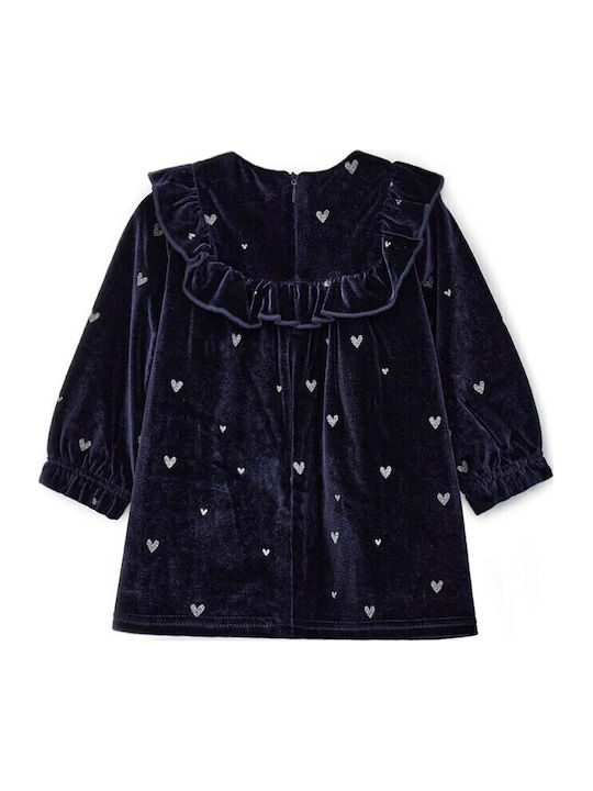 Children's Dress Long Sleeve Velvet Blue