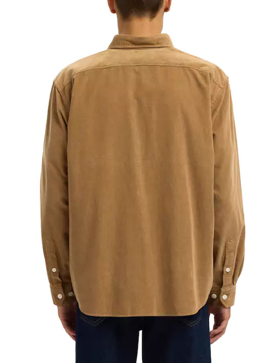 Selected Рипсено Кадифе Overshirt Кафяв