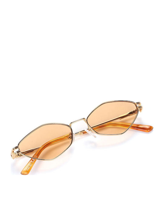 JohNocera Women's Sunglasses with Gold Metal Frame and Orange Polarized Lens JN-rumble-c04