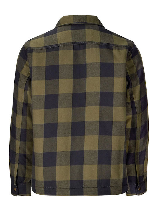 Langärmeliges Flanell Overshirt Khaki