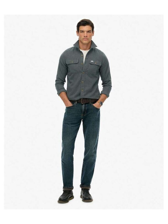 Long-sleeved Flannel Shirt in Wide Line Balsam Green