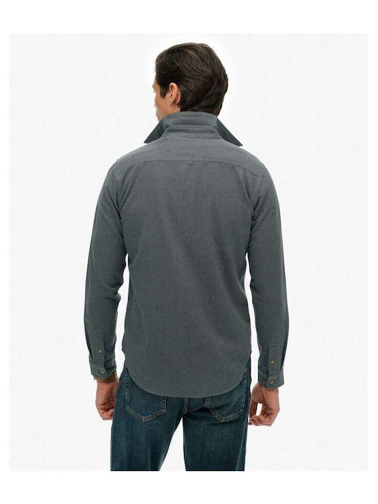 Long-sleeved Flannel Shirt in Wide Line Balsam Green