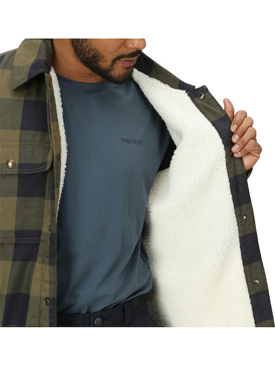 Langärmeliges Flanell Overshirt Khaki