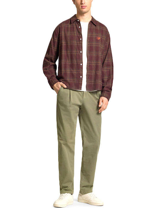 Adhann Παντελόνι Chino Ελαστικό σε Tapered Γραμμή Χακί