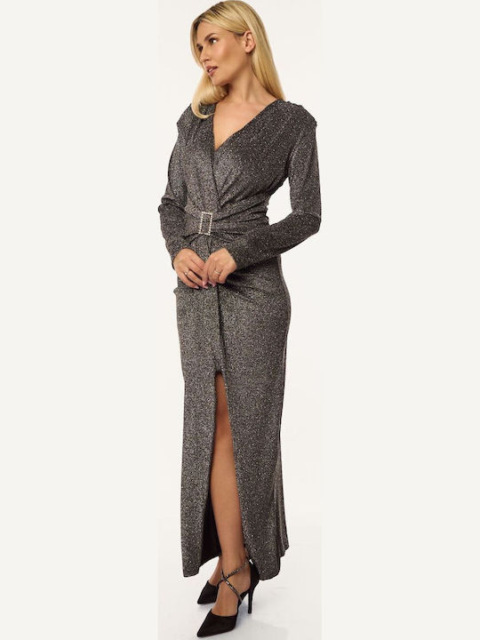 Rochie Maxi de Seară Argintie