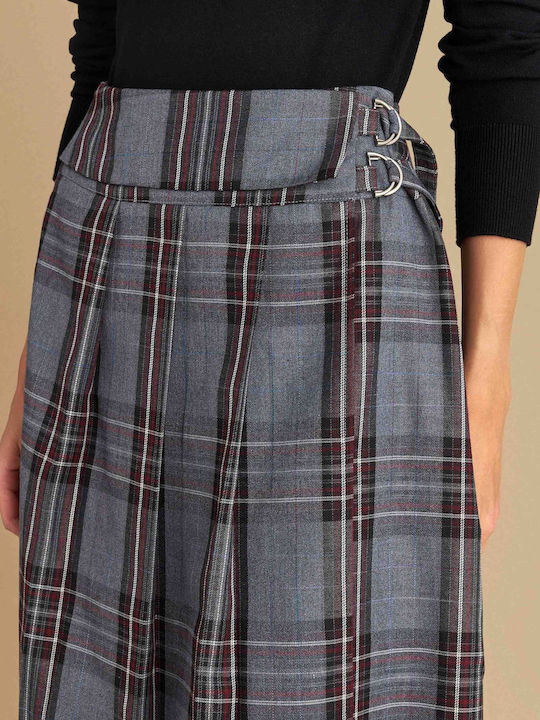 Midi Skirt Checked Gray