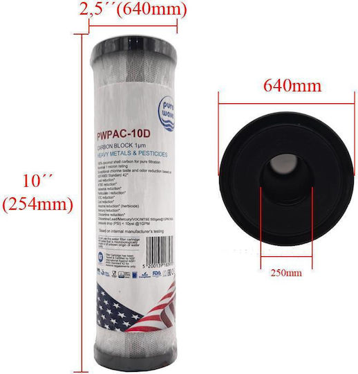 Water Filter Replacement for Faucet made of Activated Carbon 1 μm