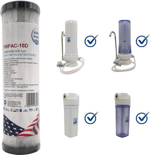 Water Filter Replacement for Faucet made of Activated Carbon 1 μm
