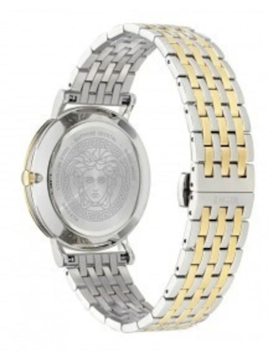Versace Greca Γυναικείο Ρολόι 40mm Μπαταρίας με Ασημί Μεταλλικό Μπρασελέ