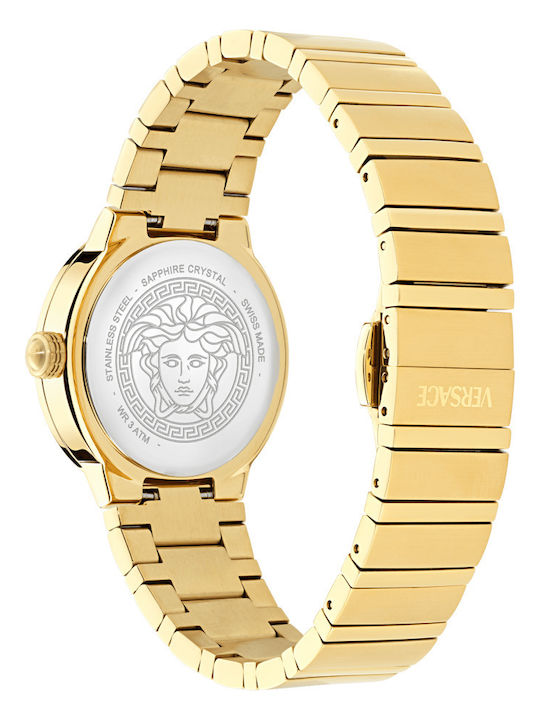 Versace Greca Logo Γυναικείο Ρολόι Μπαταρίας με Χρυσό Μεταλλικό Μπρασελέ