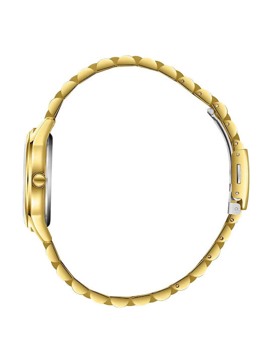 Lee Cooper Bracelet Γυναικείο Ρολόι Μπαταρίας με Χρυσό Μεταλλικό Μπρασελέ