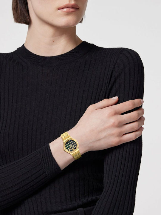 Versace Greca Logo Γυναικείο Ρολόι Μπαταρίας με Χρυσό Μεταλλικό Μπρασελέ
