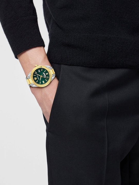 Versace Apodis Ανδρικό Ρολόι Μπαταρίας με Ασημί Μεταλλικό Μπρασελέ