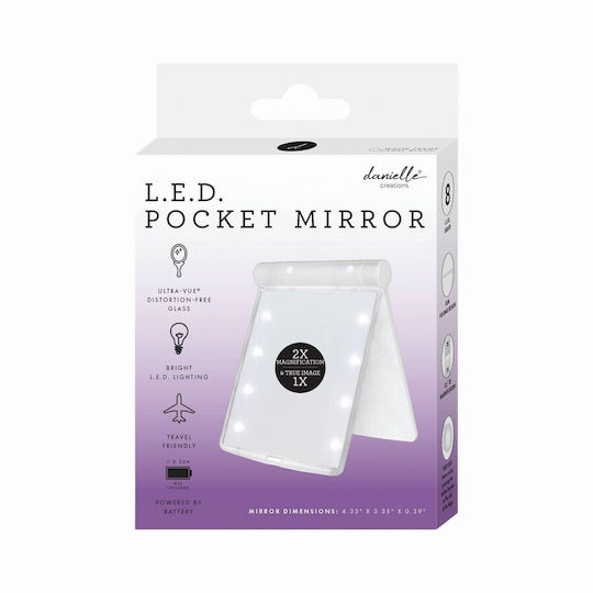 Danielle Creations Makeup Mirror for Purse with Light 11x8.5cm White