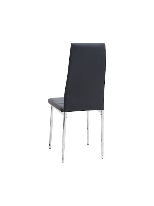Rosa Dining Room Artificial Leather Chair Black Velvet-Black Metal 41x48x98cm
