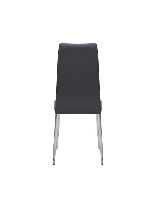 Rosa Dining Room Artificial Leather Chair Black Velvet-Black Metal 41x48x98cm