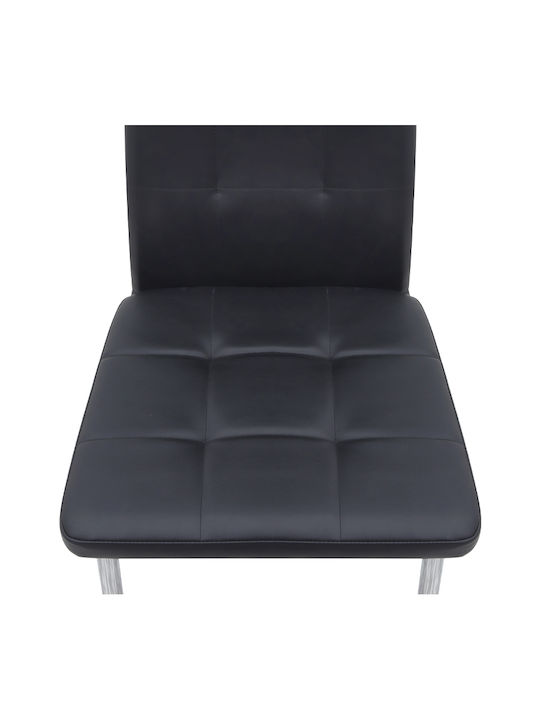 Rosa Dining Room Artificial Leather Chair Black Velvet-Black Metal 41x48x98cm