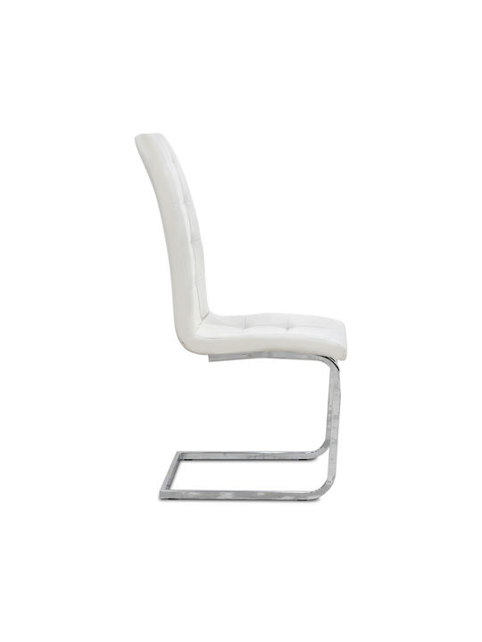 Vela Dining Room Artificial Leather Chair White 41x61x107cm