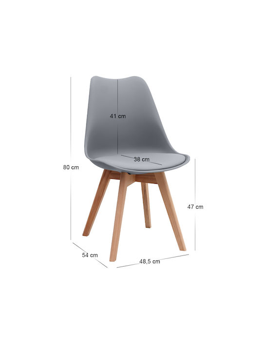 Viva Dining Room Polypropylene Chair Grey - Natural 48.5x54x80cm