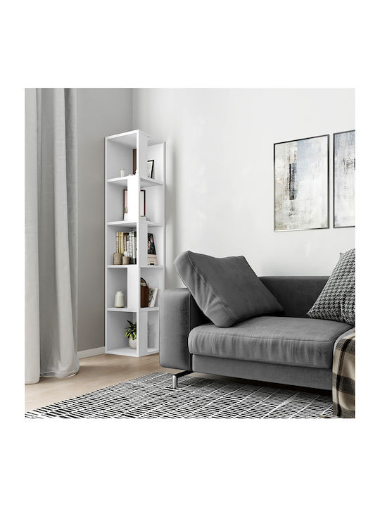 Corner Bookcase Piano White 31.4x31.4x158.9cm