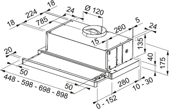 Faber FLEXA NG HIP BK A60 Συρόμενος Απορροφητήρας 60cm Μαύρος