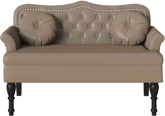 Two-Seater Couch Artificial Leather Cappuccino with Decorative Pillows 120.5x65x75 cm 42019283