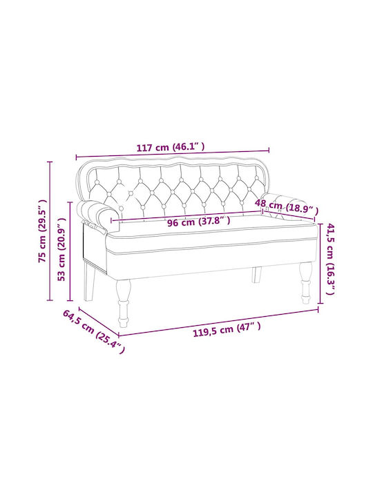 Chesterfield Doppelsitzer Sofa Künstliches Leder Weiß 119.5x64.5x75cm