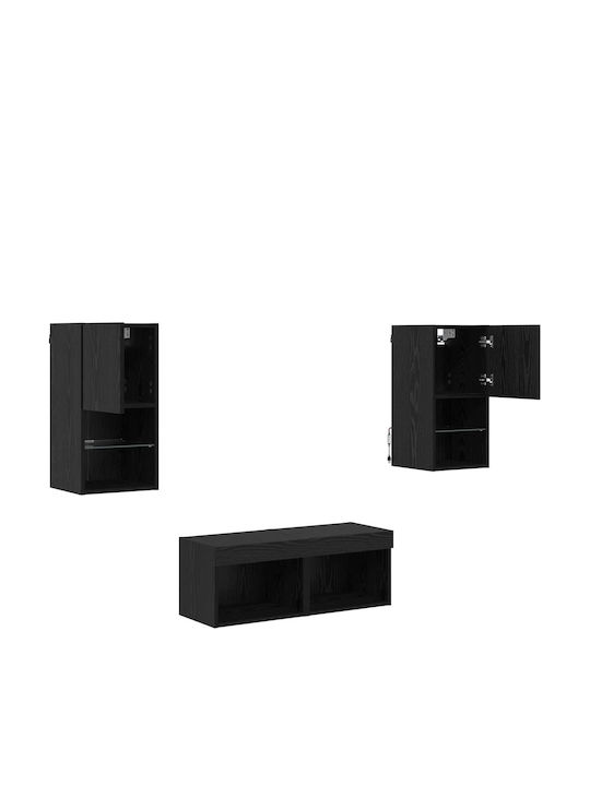 Wohnzimmer TV-Einheit Black Beech mit Beleuchtung L30.5xB30xH60cm