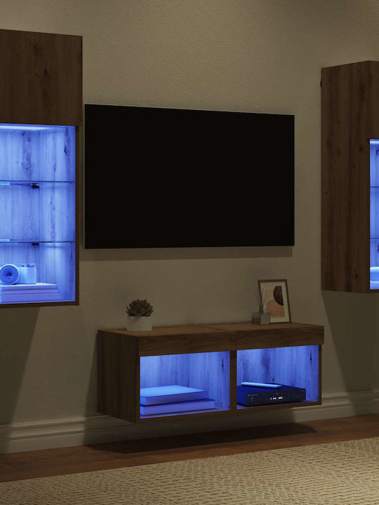 Wohnzimmer TV-Einheit Black Beech mit Beleuchtung L40xB30xH30cm