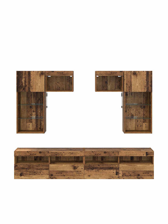 Wohnzimmer TV-Einheit Black Beech mit Beleuchtung L100xB30xH40cm