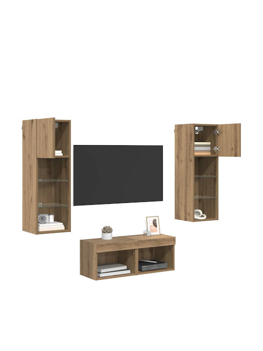 Wohnzimmer TV-Einheit Black Beech mit Beleuchtung L40xB30xH30cm