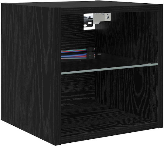 Living Room TV Unit with Showcase & Lighting Black Beech L30xW28.5xH30cm