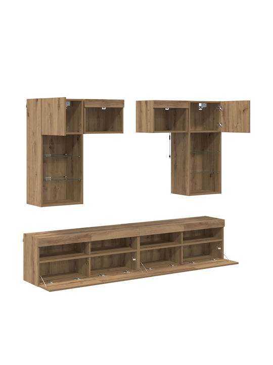 Wohnzimmer TV-Einheit Old Wood mit Beleuchtung L100xB30xH40cm
