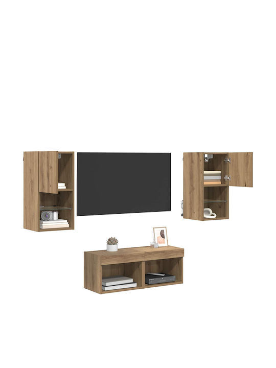 Wohnzimmer TV-Einheit Artisan Oak mit Beleuchtung L30.5xB30xH60cm