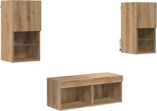 Living Room TV Unit with Lighting Artisan Oak L30.5xW30xH60cm