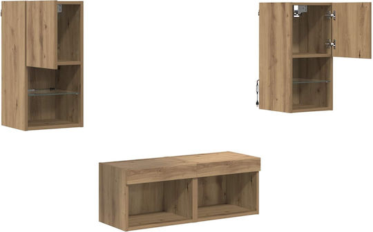 Living Room TV Unit with Lighting Artisan Oak L30.5xW30xH60cm
