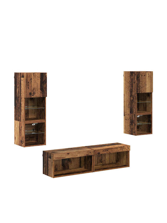 Wohnzimmer TV-Einheit Old Wood mit Vitrine & Beleuchtung L30xB28.5xH30cm