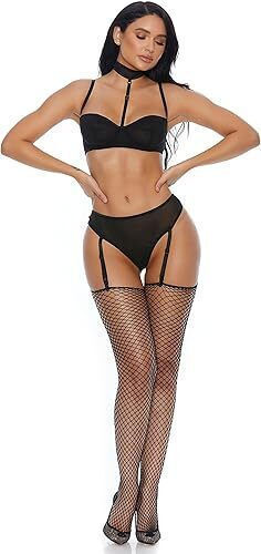 Right Sheer Right Now Bra Panty Garter Straps Black