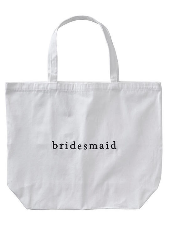 Τσάντα Υφασμάτινη Bridesmaid Λευκή Μαύρα Γράμματα