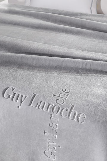 Guy Laroche Logo Velvet Single Blanket 160x220cm Silver