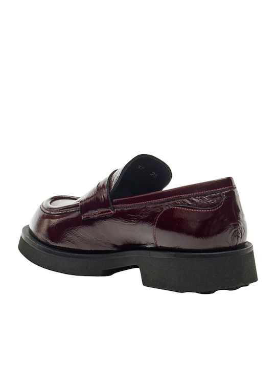 Δερμάτινα Γυναικεία Loafers σε Μπορντό Χρώμα