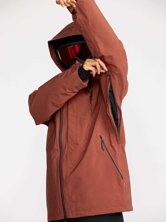 Volcom Stretch H0652602-HEN Γυναικείο Μπουφάν Gore-Tex για Σκι & Snowboard Καφέ
