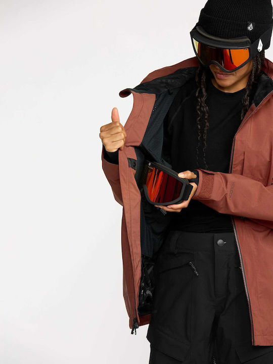 Volcom Stretch H0652602-HEN Γυναικείο Μπουφάν Gore-Tex για Σκι & Snowboard Καφέ