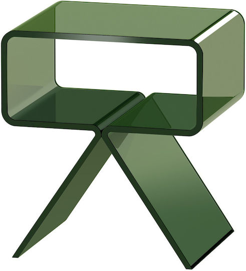 Square Side Table Glass Transparent Green L30xW39.1xH43cm.