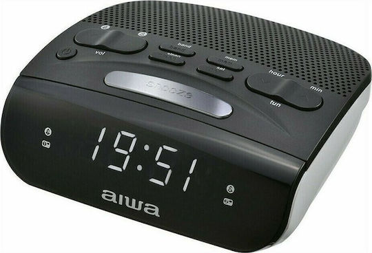 Aiwa Επιτραπέζιο Ψηφιακό Ρολόι με Ξυπνητήρι & Ραδιόφωνο Μαύρο CR-09J