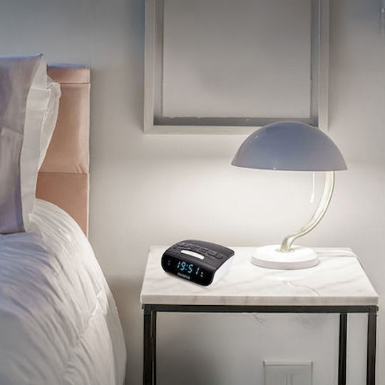 Aiwa Aiwa Tischuhr Digital LED Kunststoff mit Wecker & Tischradio Schwarz CR-09J